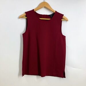 J. Crew NWT‎ Burgundy Sleeveless Blouse Top Womens XS Button Back Jewel Detail